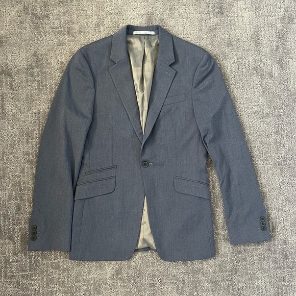 Topman Single Breasted Blazer Slim Fit Grayish Blue - Picture 1 of 4